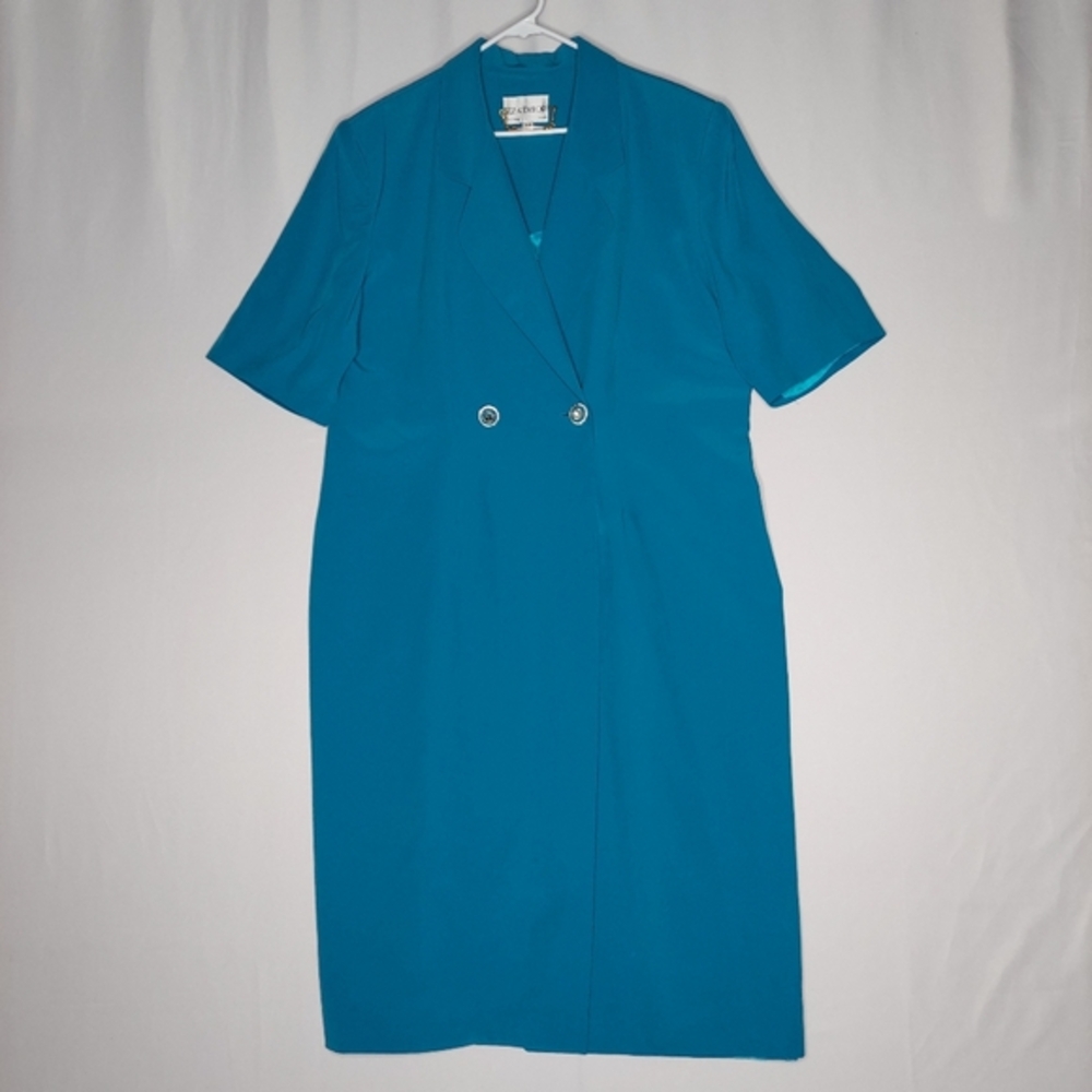 Lily & Taylor Dress 22 Short Sleeve Double-Breasted Crystal Button V-Collar Midi